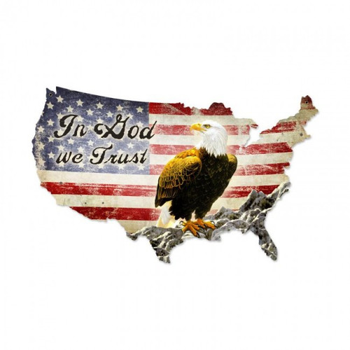 IN GOD WE TRUST USA Metal Wall Sign (50X32)