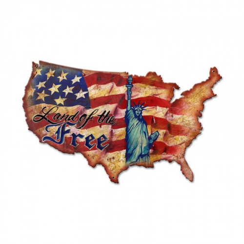 LAND OF THE FREE USA Metal Wall Sign (25X16)