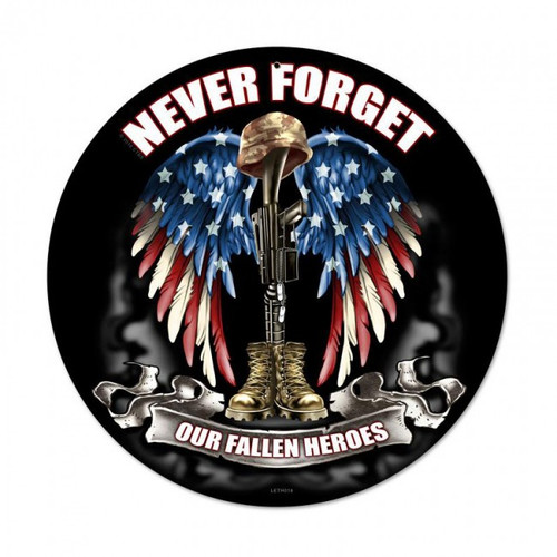 NEVER FORGET Metal Wall Sign (14X14)