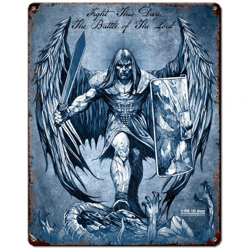ST. MICHAEL FIGHT THIS DAY Metal Wall Sign (12X15)
