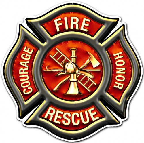 FIRE RESCUE EMBLEM Metal Wall Sign (16X16)
