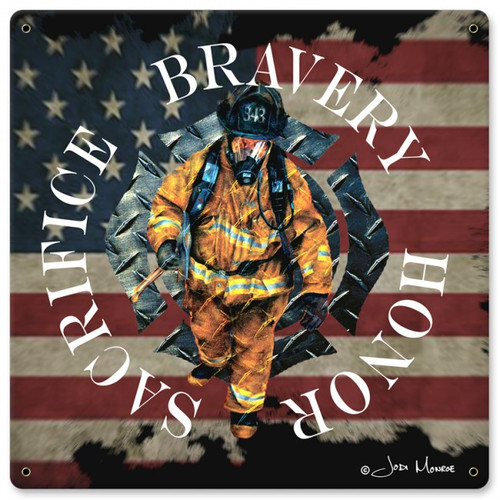 BRAVERY, HONOR, SACRIFICE Metal Wall Sign (12X12)