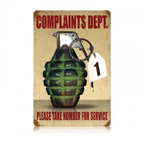 COMPLAINTS DEPT. Metal Wall Sign (12X18)