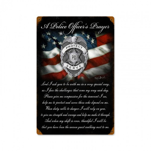 POLICE OFFICERS PRAYER Metal Wall Sign (12X18)