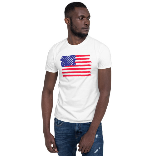 USA Flag (Ink Bleed) Short-Sleeve Unisex T-Shirt
