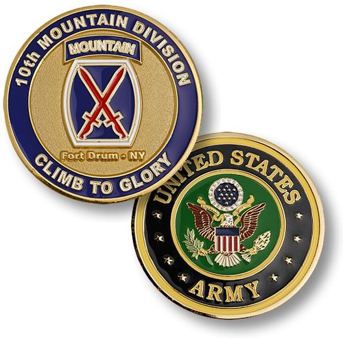 10th Mountain Division Brass Challenge Coin