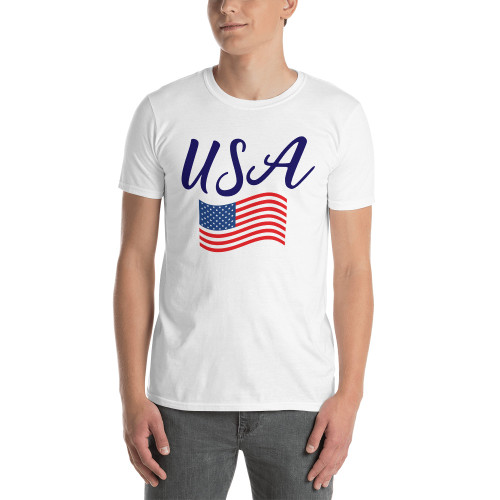 USA (Wavy Flag) Short-Sleeve Unisex T-Shirt