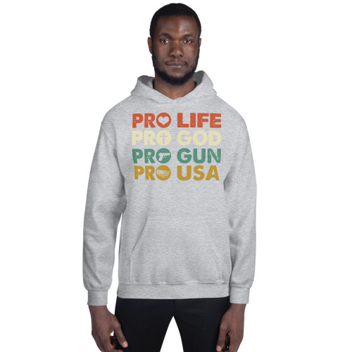 Pro Life/God/Gun/USA Unisex Hoodie