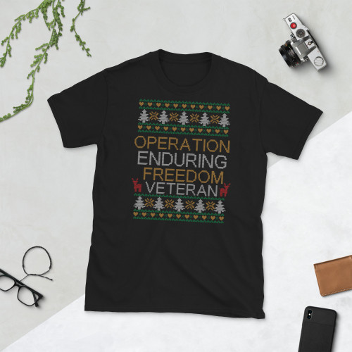 Operation Enduring Freedom (OEF) Veteran (Fake Christmas Ugly Sweater design) Short-Sleeve Unisex T-Shirt