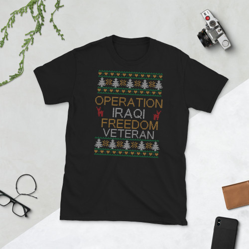 Operation Iraqi Freedom (OIF) Veteran (Fake Christmas Ugly Sweater design) Short-Sleeve Unisex T-Shirt