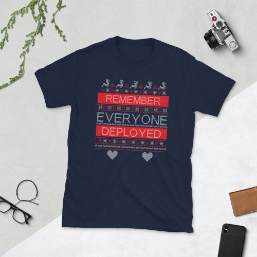 Remember Everyone Deployed (Fake Christmas Ugly Sweater design) Short-Sleeve Unisex T-Shirt