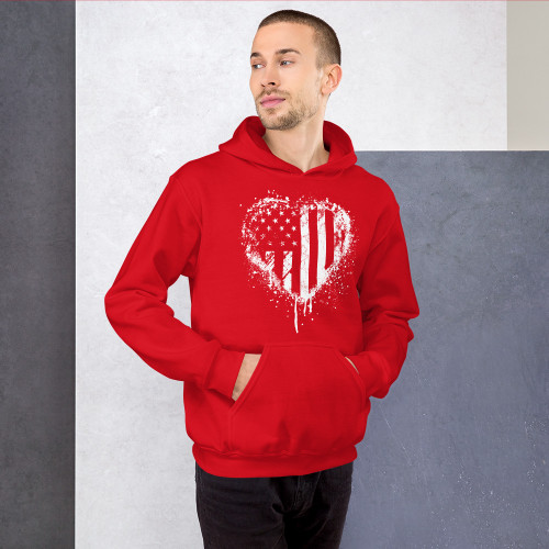 U.S. Flag Heart (White) Unisex Hoodie