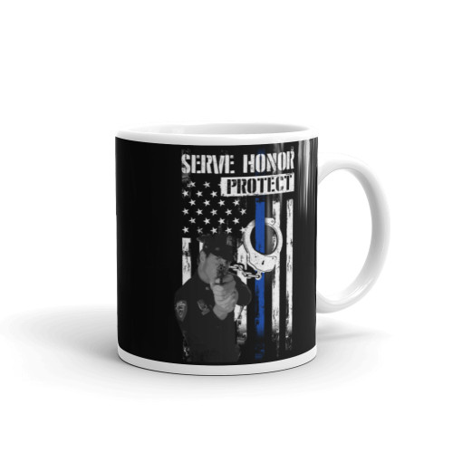 Serve Honor Protect (Police Blue Line) Mug