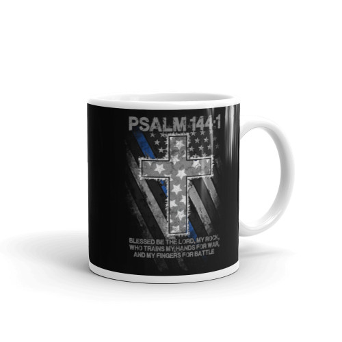 Psalm 144 1 (Police Blue Line) Mug