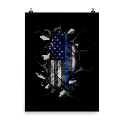 Break Out Flag (Police Blue Line) Poster