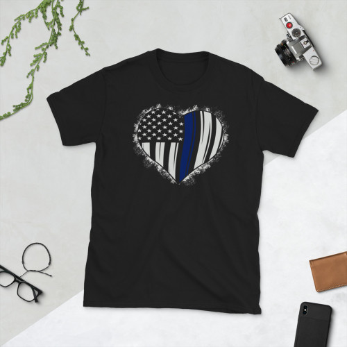 Police Thin Blue Line Heart Short-Sleeve Unisex T-Shirt