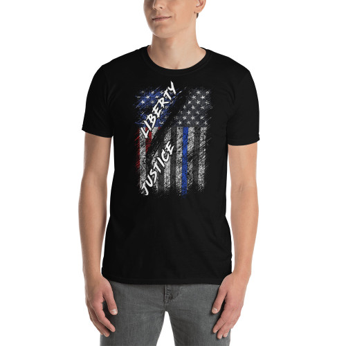 Liberty Justice (Police Blue Line) Short-Sleeve Unisex T-Shirt