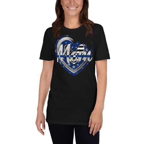 Mom (Police Blue Line) Short-Sleeve Unisex T-Shirt