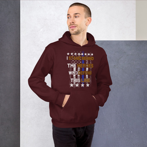 I Stand behind the Heroes (Police Blue Line) Unisex Hoodie