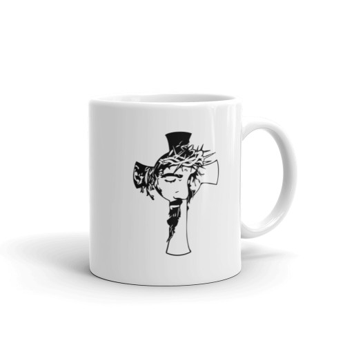 Jesus Cross White glossy mug