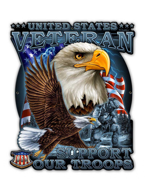 US Veteran (Support Our Troops) Metal Wall Sign (16X13)