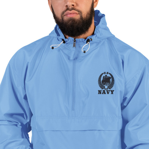 Navy Seabees Embroidered Champion Packable Jacket (Royal Blue) L