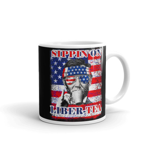 Sippin on LiberTEA White glossy mug