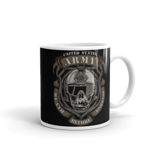 US Army (Death Before Dishonor) White glossy mug