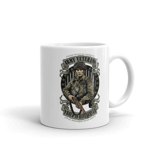American Army Veterans White glossy mug