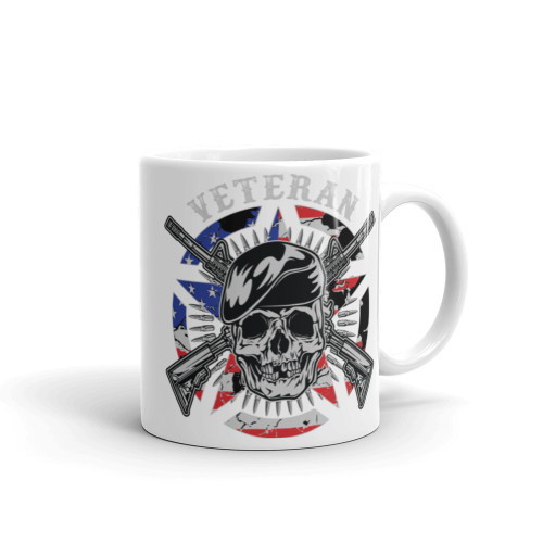 Veteran (Skull & Cross Rifles) White glossy mug
