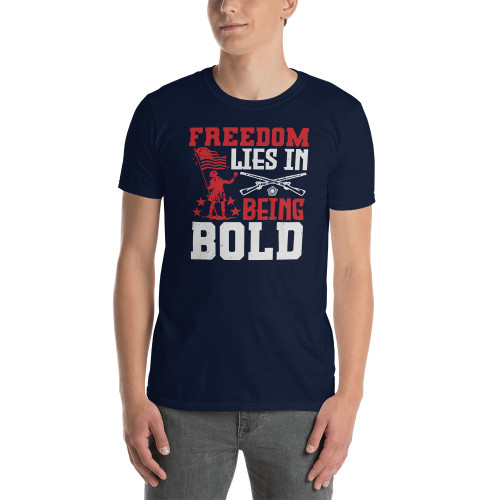 Freedom Lies in Being Bold (Soldier w/ Flag) Short-Sleeve Unisex T-Shirt