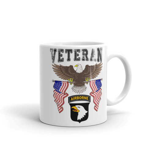 101st Airborne Veteran (American Eagle 2) White glossy mug