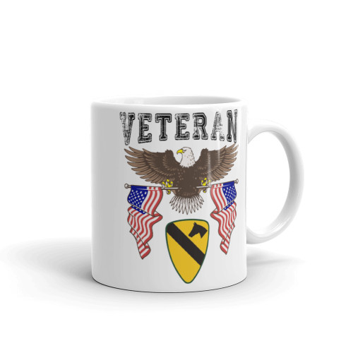 1st Cavalry Veteran (American Eagle 2) White glossy mug