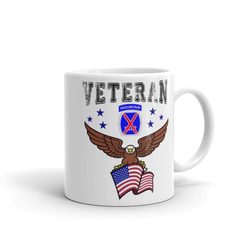 10th Mountain Veteran (American Eagle) White glossy mug