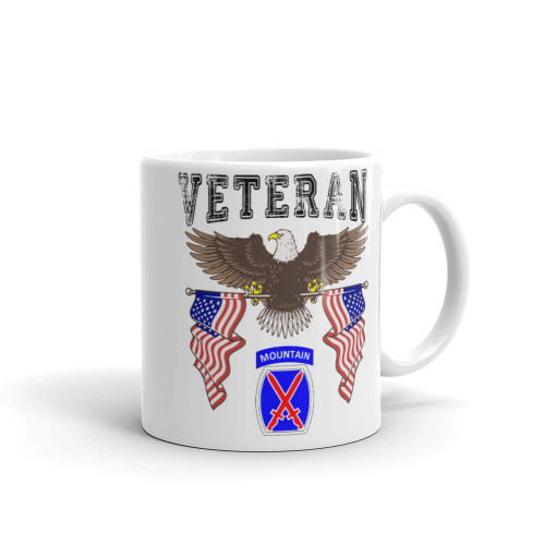 10th Mountain Veteran (American Eagle 2) White glossy mug