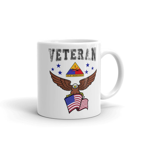 1st Armored Division Veteran (American Eagle) White glossy mug