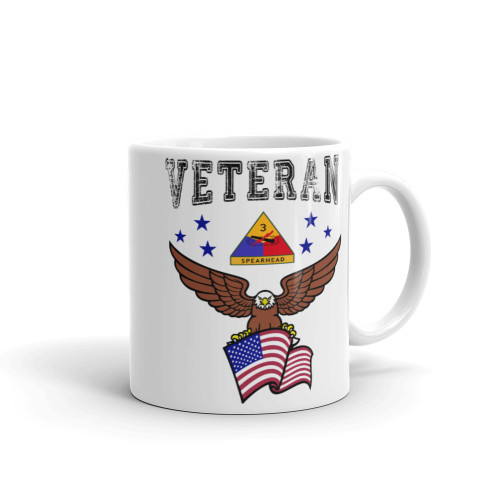 3rd Armored Division Veteran (American Eagle) White glossy mug