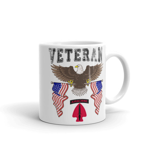 United States Army Special Operations Command (USASOC) Veteran (American Eagle 2) White glossy mug