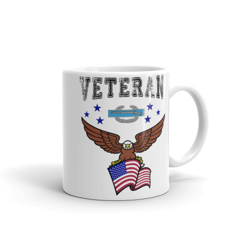 Combat Infantry Badge Veteran (American Eagle) White glossy mug