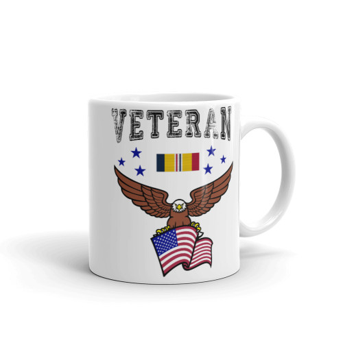 Combat Action Ribbon Veteran (American Eagle ) White glossy mug