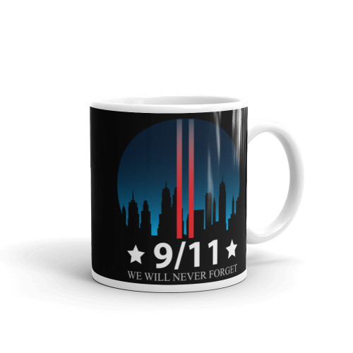 9/11 (We Will Never Forget 4) White glossy mug