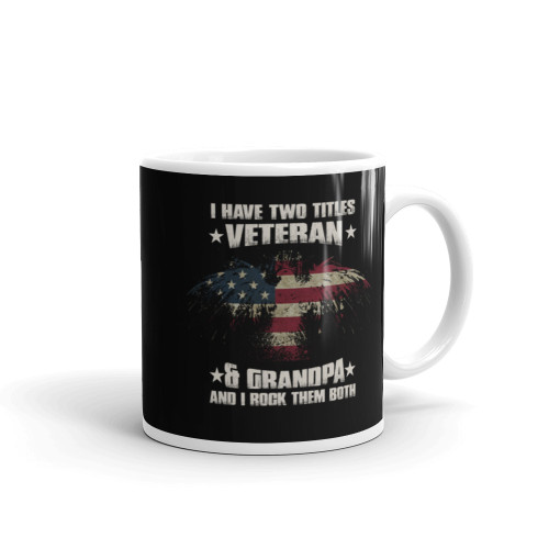 Two Titles (Veteran & Grandpa) White glossy mug