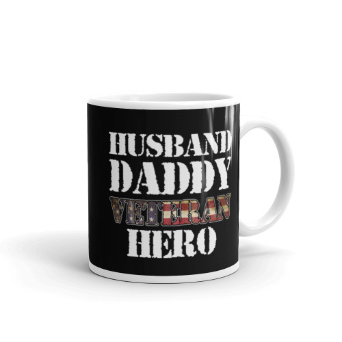 Husband Daddy Veteran Hero White glossy mug