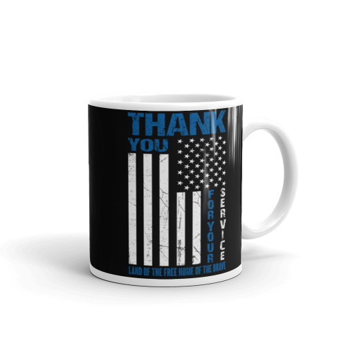 Thank You For Your Service (Land of the Free) White glossy mug