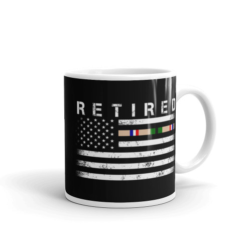 Retired Desert Storm Veteran White glossy mug