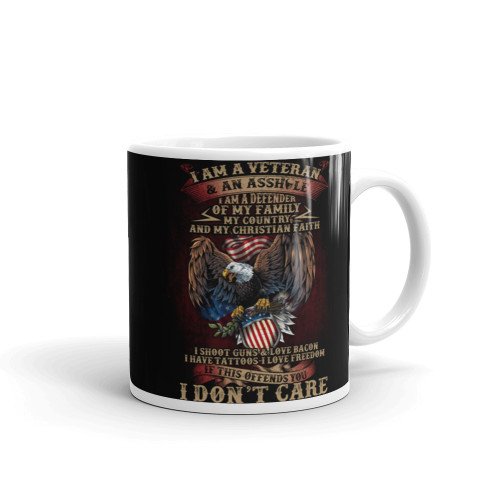 Veteran (I Don't Care) White glossy mug