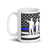 Police Blue Line Silhouette White glossy mug