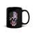 USA Blue Line Skull Black Glossy Mug