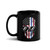 USA Blue Line Skull Black Glossy Mug