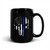 Thin Blue Line Skull Black Glossy Mug